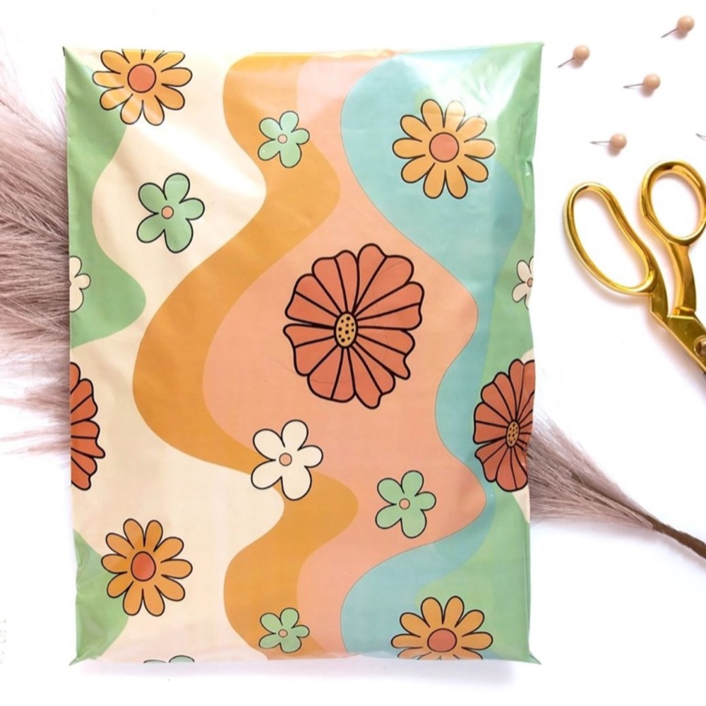 🔥20 Retro Floral poly bags 10 x 13 inch